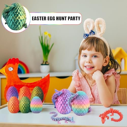 12inch 3D Printed Dragon Egg,Mystery Crystal Dragon Fidget Toys,Articulated Dragon,Home Desk Decor Easter Surprise Dinosaur Eggs,Adults Fidget Toys fo - Image 7