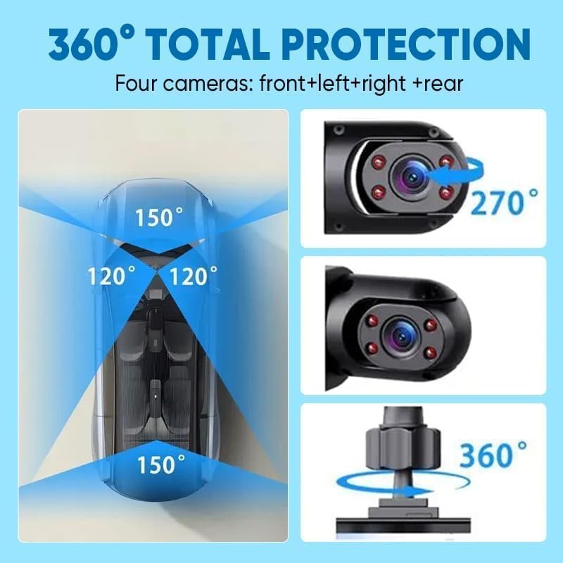 Saker Full View Car Dashcam System - 4K Front & 1080P Rear/Side Car Camera with Parking Mode, G-Sensor, Night Vision, Includes SD Card (64, GB) - Image 7