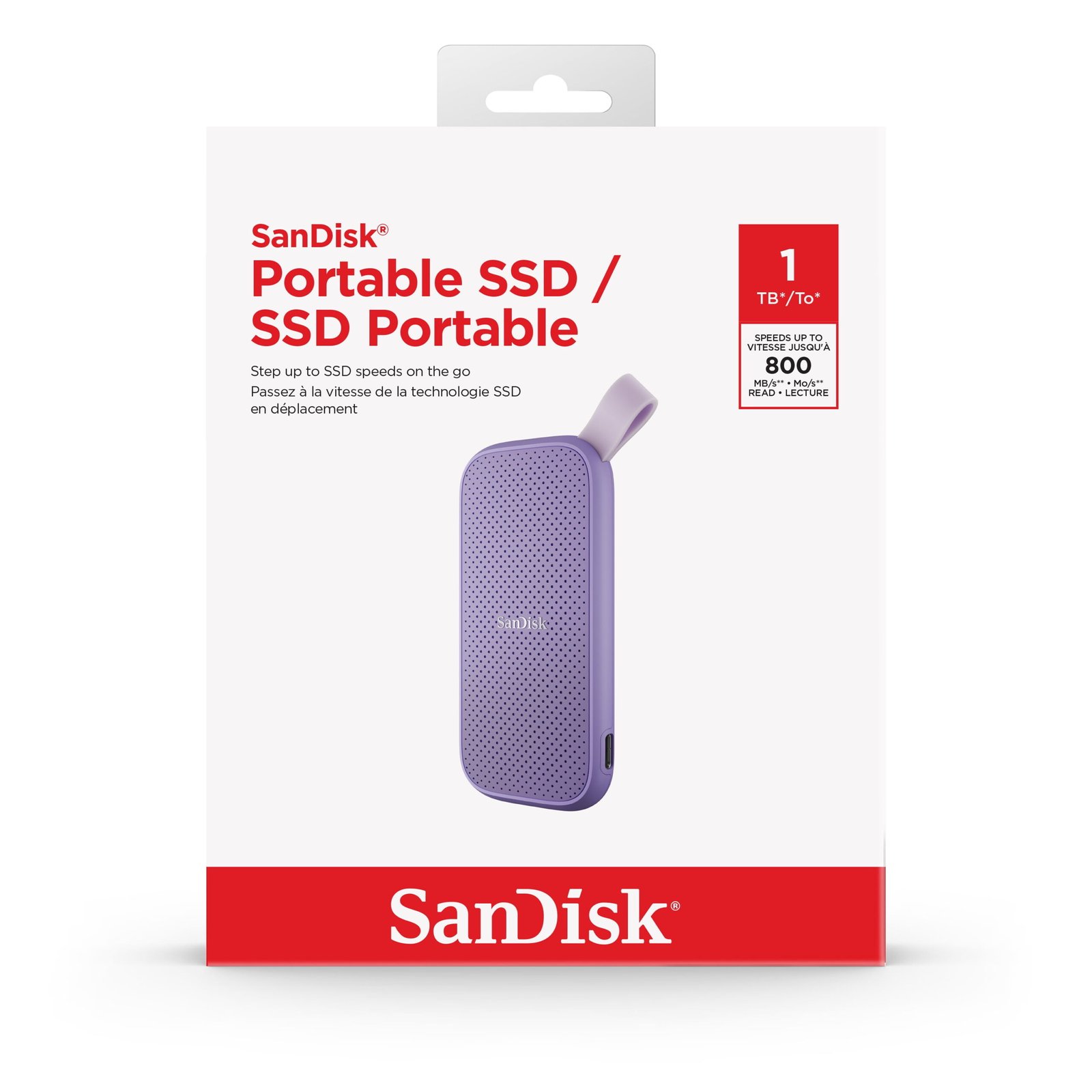 SANDISK 1TB Portable SSD - Lavender, Up to 800MB/s, USB-C, USB 3.2 Gen 2, - External Solid State Drive (2x+ faster than a hard drive HDD) - SDSSDE29-1T00-AWL - Image 2