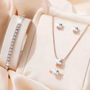 Alternative view of DESIGNICE 5Pcs Elegant Crystal Delicate Jewelry Sets For Women Necklace Earrings Ring Bracelet