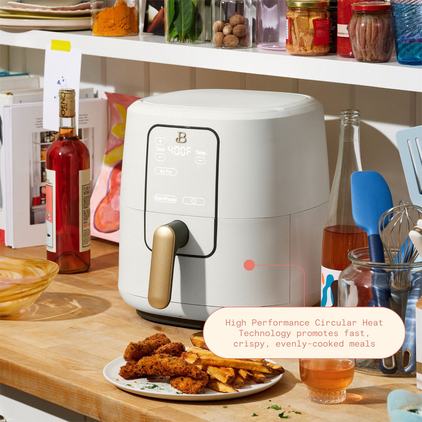 Beautiful 6 Qt Air Fryer with TurboCrisp Technology and Touch-Activated Display, White Icing by Drew Barrymore - Image 4