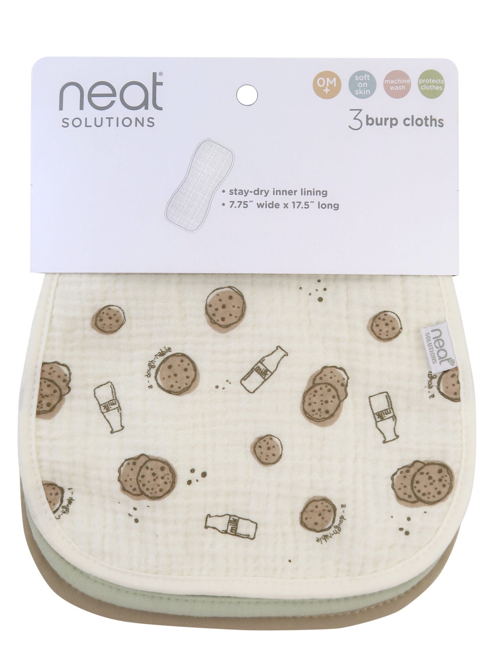 Neat Solutions 3 Pack Newborn Muslin Unisex Burp Cloths - Image 2