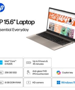 HP 15.6 inch FHD IPS Touch Windows 11 Laptop Intel Core i3-N305 8GB 256GB SSD Cozy Cashmere - High Quality Product Image