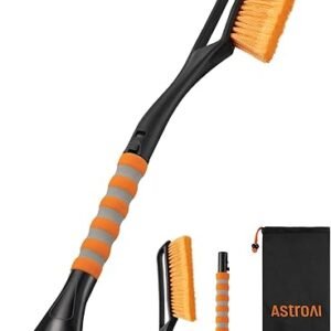 AstroAI 27" Snow Brush and Ice Scrapers for Car Windshield, Detachable Snow Scrapers with Ergonomic Foam Grip for Cars, Trucks, SUVs (Heavy Duty ABS,