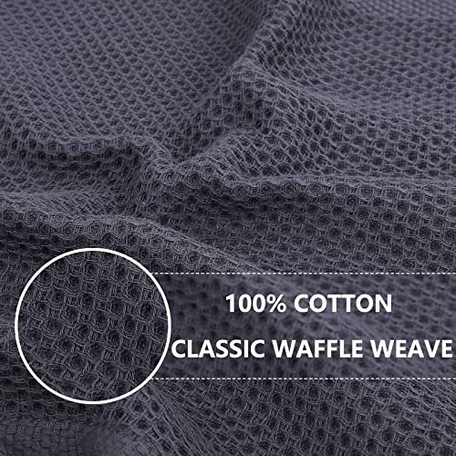 Homaxy 100% Cotton Waffle Weave Kitchen Dish Cloths, Ultra Soft Absorbent Quick Drying Dish Towels, 12 x 12 Inches, 6-Pack, Dark Grey - Image 3
