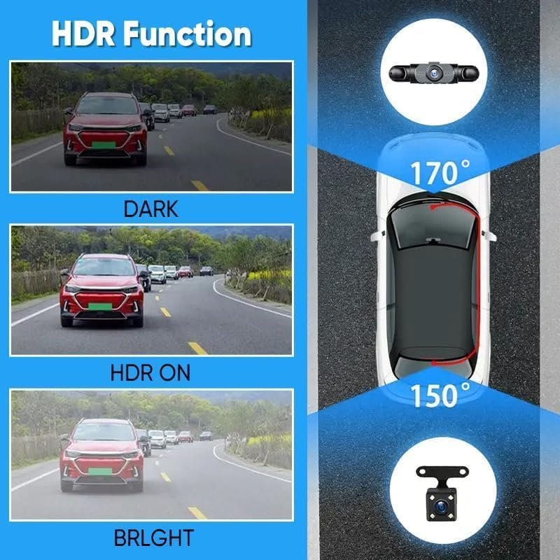 Saker Full View Car Dashcam System - 4K Front & 1080P Rear/Side Car Camera with Parking Mode, G-Sensor, Night Vision, Includes SD Card (64, GB) - Image 8