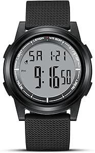 HANPOSH Mens Digital Watch Ultra Thin Minimalist Sports Waterproof Outdoor LED Screen Large Face Wrist Watches for Men with Back Light Alarm Date Stopwatch