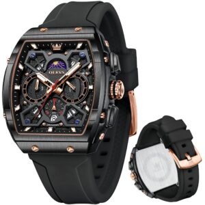 OLEVS Mens Watches Stylish Chronograph Waterproof Luminous Silicon Strap Multifunction Watches for Men Business White Men Wrist Watch