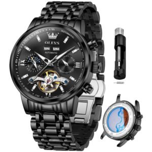 OLEVS Automatic Watches for Men Luxury Skeleton Multi-Function Mechanical Watch Self Winding Date Waterproof Luminous Mens Watch