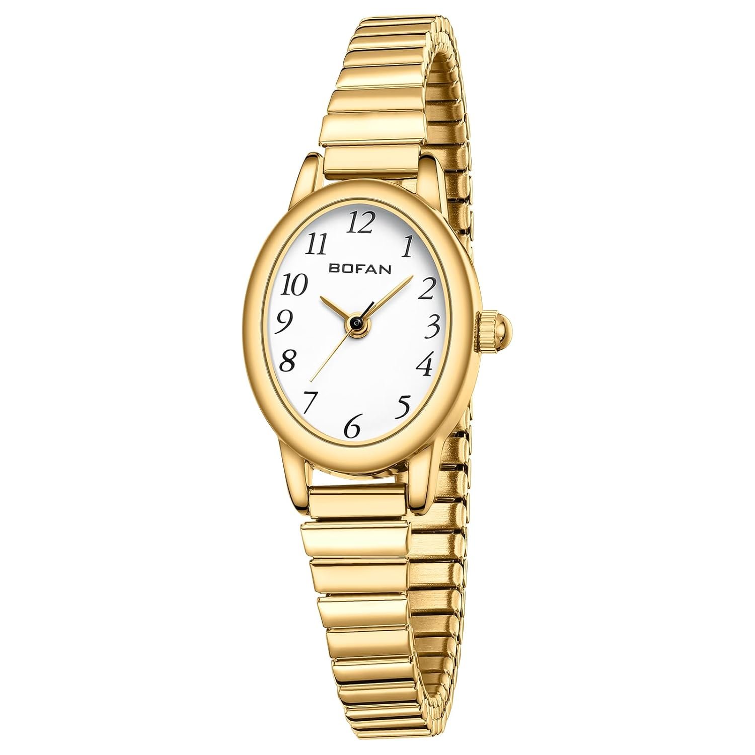 BOFAN Small Gold Watches for Women Easy Read Ladies Quartz Wrist Watch with Stainless Steel Expansion Band,Waterproof.