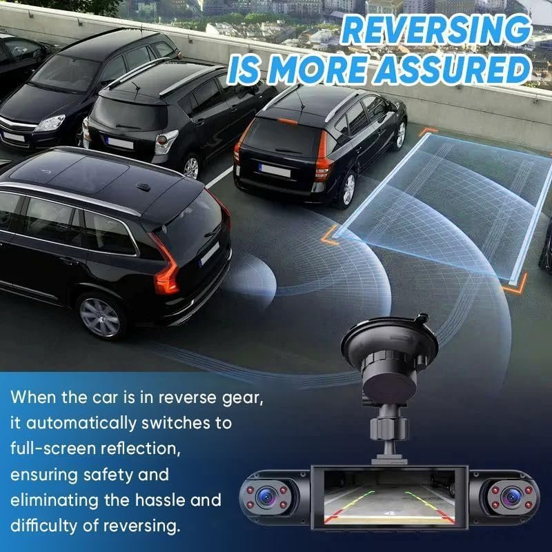 Saker Full View Car Dashcam System - 4K Front & 1080P Rear/Side Car Camera with Parking Mode, G-Sensor, Night Vision, Includes SD Card (64, GB) - Image 5