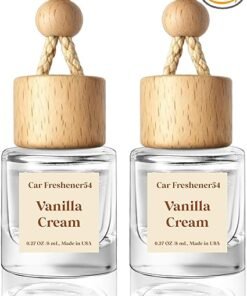 HoogaLife Car Air Freshener Diffuser 2 Pack Hanging Air Freshener Diffuser - Vanilla Cream Fragrance Oil Air D iffuser for Car, 45+ days Long Lasting - High Quality Product Image