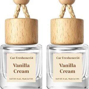 HoogaLife Car Air Freshener Diffuser 2 Pack Hanging Air Freshener Diffuser - Vanilla Cream Fragrance Oil Air D iffuser for Car, 45+ days Long Lasting