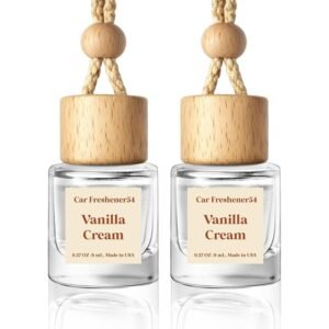 HoogaLife Car Air Freshener Diffuser 2 Pack Hanging Air Freshener Diffuser - Vanilla Cream Fragrance Oil Air D iffuser for Car, 45+ days Long Lasting - High Quality Product Image