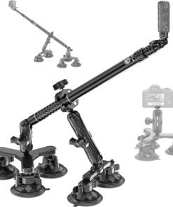 BRCOVAN Suction Cup Car Camera Mount with Metal Extendable Selfie Stick for DJI OSMO Insta360 Camera, Adjustable Action Camera Car Mount Compatible wi - High Quality Product Image