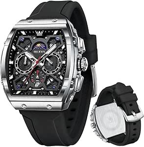OLEVS Mens Watches Stylish Chronograph Waterproof Luminous Silicon Strap Multifunction Watches for Men Business White Men Wrist Watch