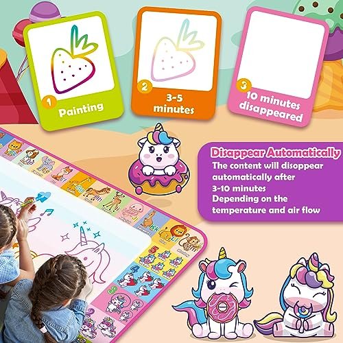 Aqua Water Doodle Mat - Kids Drawing Mat Toddlers Educational Toys for Age 3 4 5 6 7 8 Year Old Boys Girls Gifts - Neon Color Mat Doodle Board Writing - Image 4