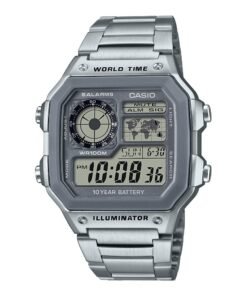 Casio AE1200WH Series | Men’s Digital Watch | 100M WR | Multi Alarms | 100 SEC Stopwatch | Countdown Timer | World Map for World Time | LED Light | LC Analog Display | 10 Year Battery - High Quality Product Image