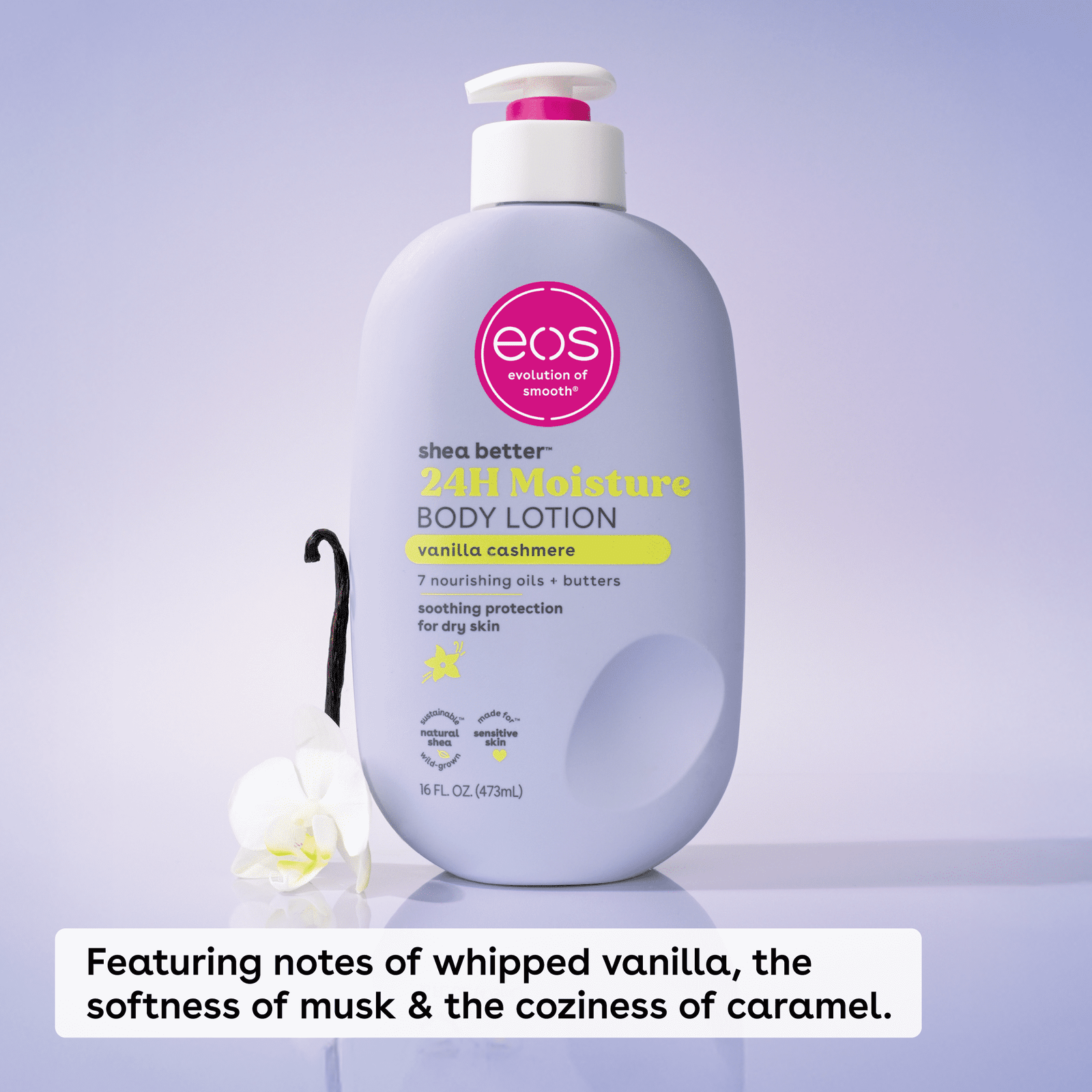 eos Shea Better 24H Moisture Body Lotion, Vanilla Cashmere, for Dry Skin, 16 fl oz - Image 3