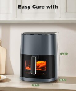6QT Square Air Fryer with Window, 12-in-1 Crispy Technology, Nonstick & Easy-Clean Basket, Grey - High Quality Product Image