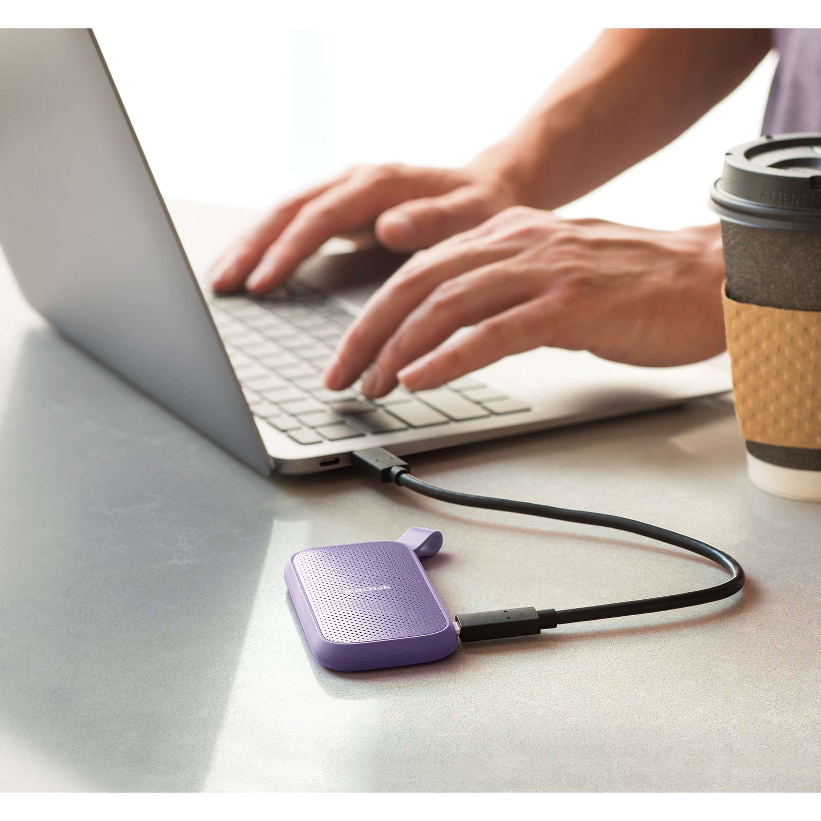 SANDISK 1TB Portable SSD - Lavender, Up to 800MB/s, USB-C, USB 3.2 Gen 2, - External Solid State Drive (2x+ faster than a hard drive HDD) - SDSSDE29-1T00-AWL - Image 4