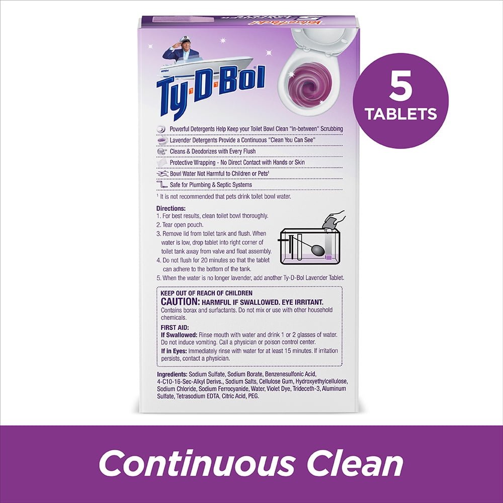 Ty-D-Bol Bleach-Free Toilet Bowl Cleaner Tablets, Unscented, 1.4 oz, 5 Pack - Image 6
