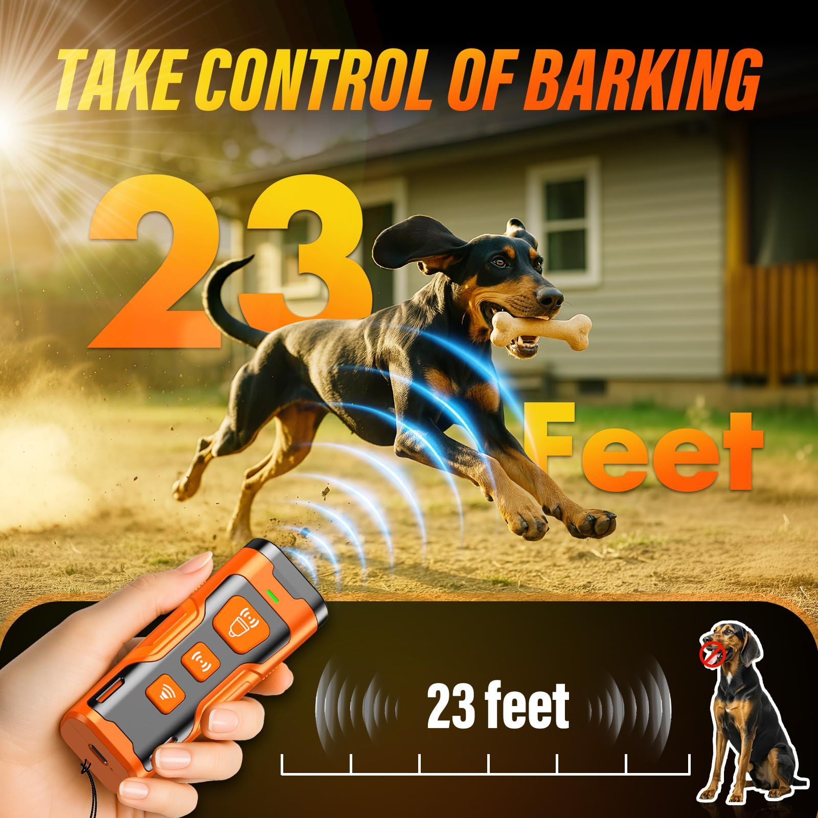 Dog Bark Deterrent Device, 3X Ultrasonic Anti Barking, 6 Training Modes 23 FT Range Barks No More Indoors Outdoors Behavior Correct Safe & Humane R... - Image 10