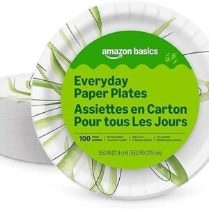 Amazon Basics Everyday Paper Plates, 8.62 Inch, Disposable, 100 Count, Packaging May Vary