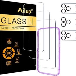 Ailun 3 Pack Screen Protector for iPhone 17 Pro Max [6.9 inch] + 3 Pack Camera Lens Protector with Installation Frame,Dynamic Island Compatible,Case Friendly[Not for iPhone 17/17 Pro/iPhone Air]