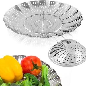 Vegetable Steamer Basket, Premium Stainless Steel Veggie Steamer Basket - Folding Expandable Steamers to Fits Various Size Pot Small by SAYFINE (5.5" to 9.2")