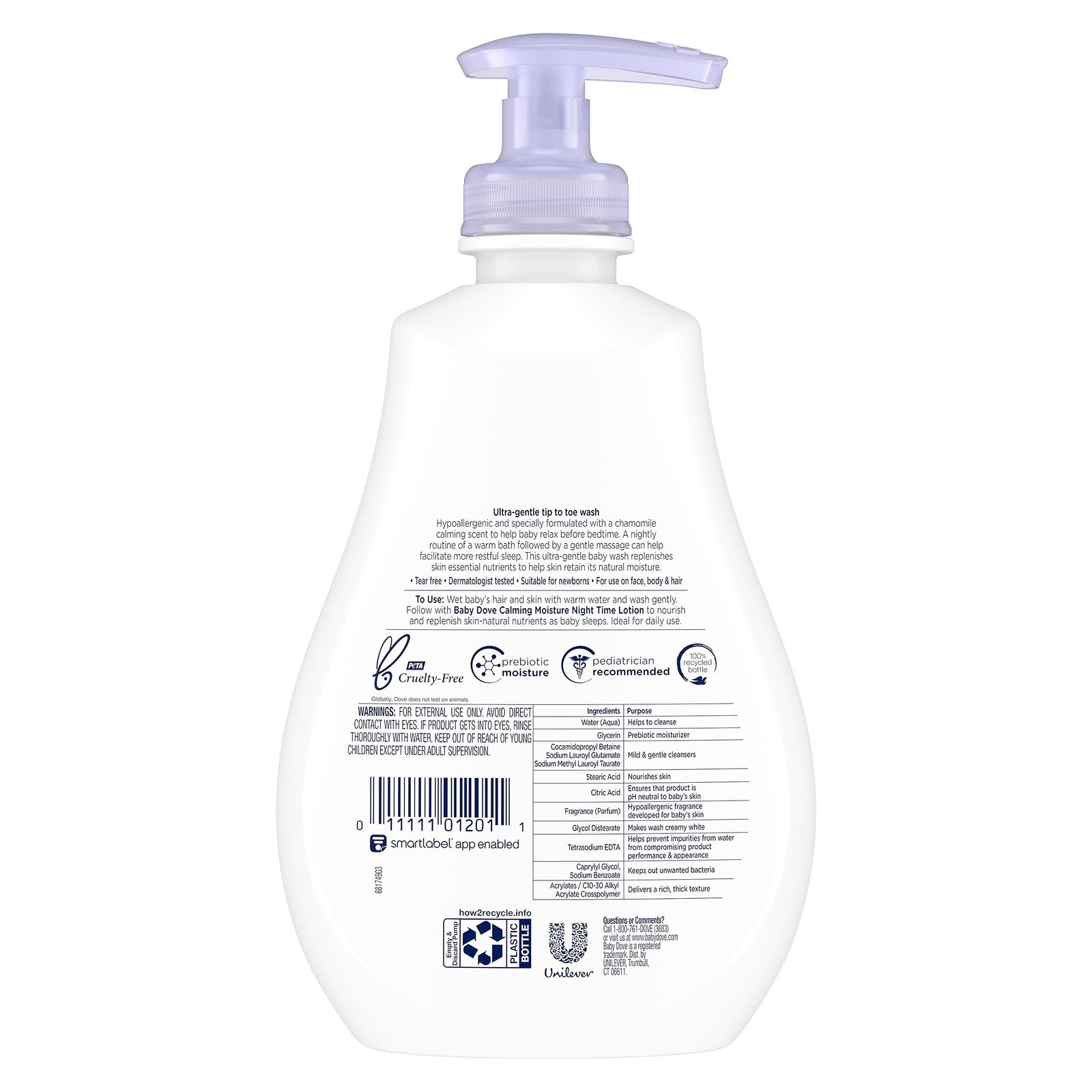 Baby Dove Sensitive Skin Care Baby Wash For a Calming Moisture Hypoallergenic and Tear-Free, Washes Away Bacteria, Chamomile, 13 Fl Oz - Image 6