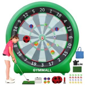 Giant Dart Board Inflatable with Pump, Outdoor and Indoor Soccer Sport Kick Dartboard for Kids and Adults, Waterproof Darts Board Yard Game with 20 Golf Balls, 4 Sticky Balls, 2 Soccers