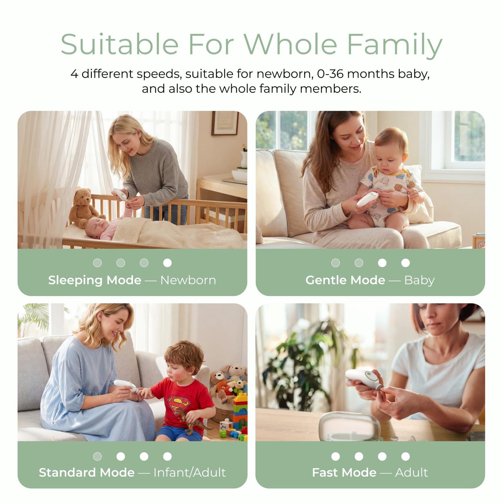 Momcozy Baby Nail File Electric, Gentle Baby Nail Trimmer Electric, Baby Nail Clipper with Night Light, 7 Grinding Head Replacement Pads, Green - Image 10