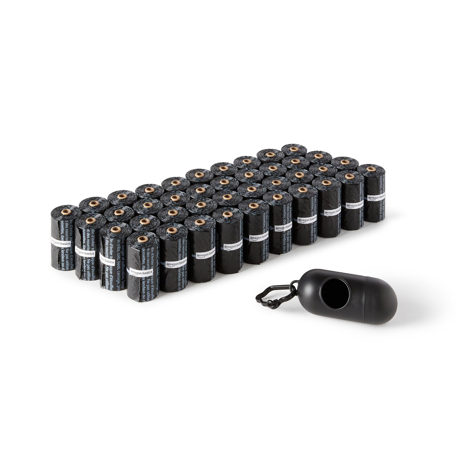 Amazon Basics Dog Poop Bags with Dispenser, 600 Count, Enhanced for Guaranteed Leakproof, Unscented, Includes Leash Clip