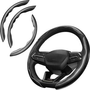 3 Piece Carbon Fiber Steering Wheel Cover, Car Steering Wheel Cover for Men/Women, Anti-Slip, Comfortable Grip, Durable, Universal for 99% Car Interio