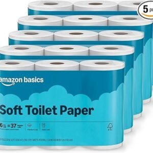 Amazon Basics FSC-Certified 2-Ply Septic-Safe Toilet Paper, Soft, 350 Sheets per Roll, 30 Rolls = 185 Regular Rolls