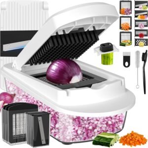 8 Blade All-in-1 Vegetable Chopper Mandoline Slicer with Container, Food Chopper, Onion Chopper, Veggie Cutter for Salad, Kitchen Gadgets Accessories