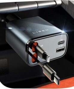 LISEN Retractable Car Charger, for Valentines Day Gifts for Him Her, 69W Cars Adapter USB C Fast Charger for iPhone 17 15 12, Car Accessories Gadgets - High Quality Product Image