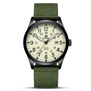 LN LENQIN Mens Watches Unisex Military Sport Nylon Strap Stylish Luminous Fashion Analog Quartz Watch for Men Waterproof Army Tactical Casual Wristwatch