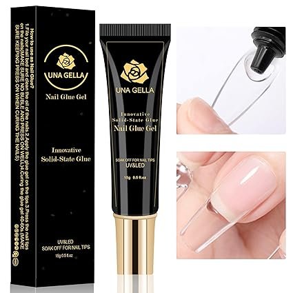 UNA GELLA Solid Nail Glue Gel 15ml Lamp Curing Needed Solid Soak Off U V/LED Lamp Required Super Strong Glue For Fake Acrylic Soft Gel Nail Tips Press
