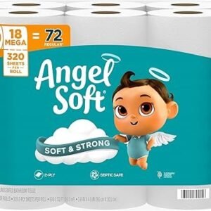 Angel Soft Toilet Paper, 18 Mega Rolls = 72 Regular Rolls, Soft and Strong Toilet Tissue
