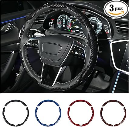 Carbon Fiber Steering Wheel Cover 3PCS Set – Anti-Slip, Scratch-Resistant, Universal Fit for 14–16 Inch Wheels – Interior Car Accessories for Cars, SU