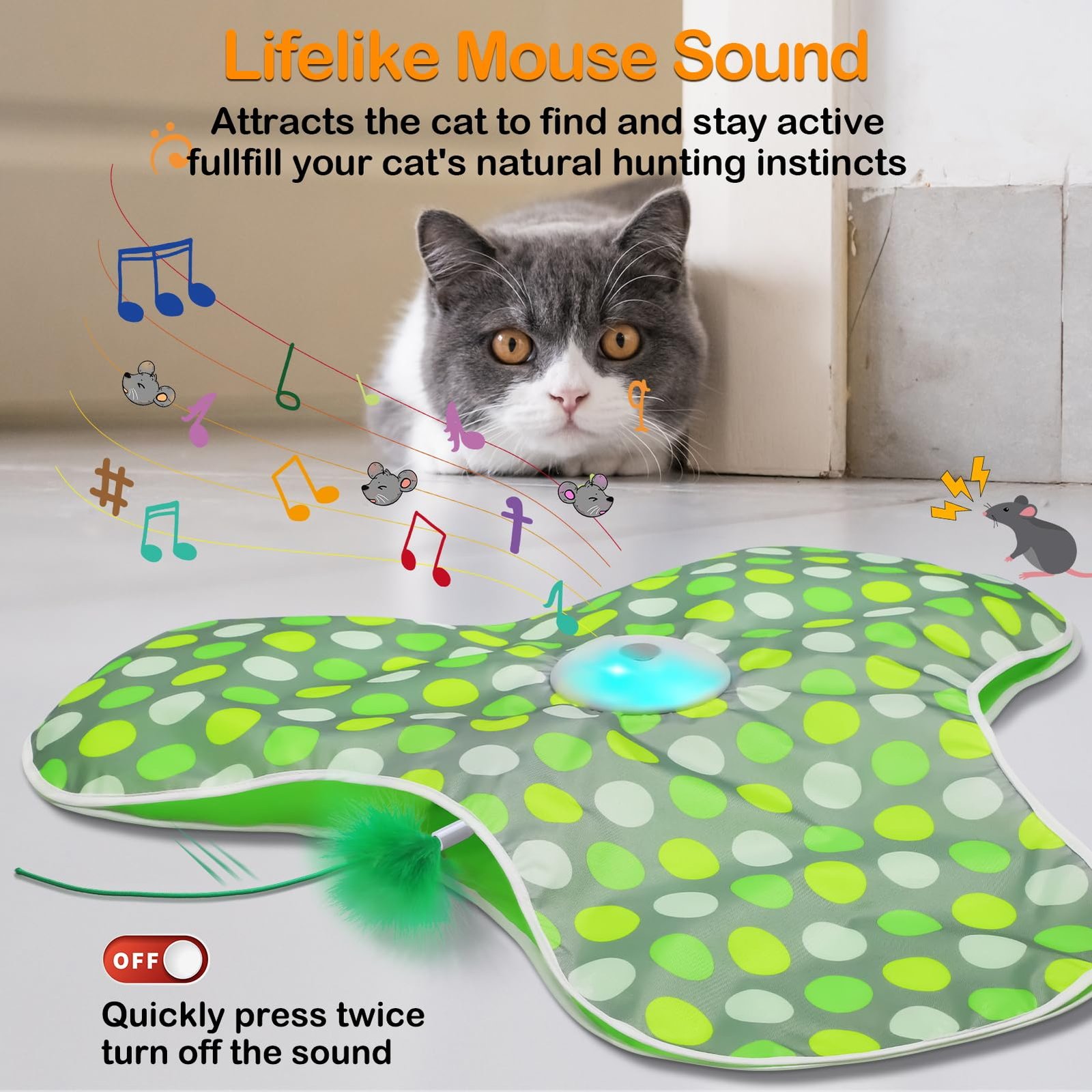 Interactive Rechargeable Cat Toy with Concealed Feathers & Squeaky Mouse for Indoor Exercise and Fun - Image 9