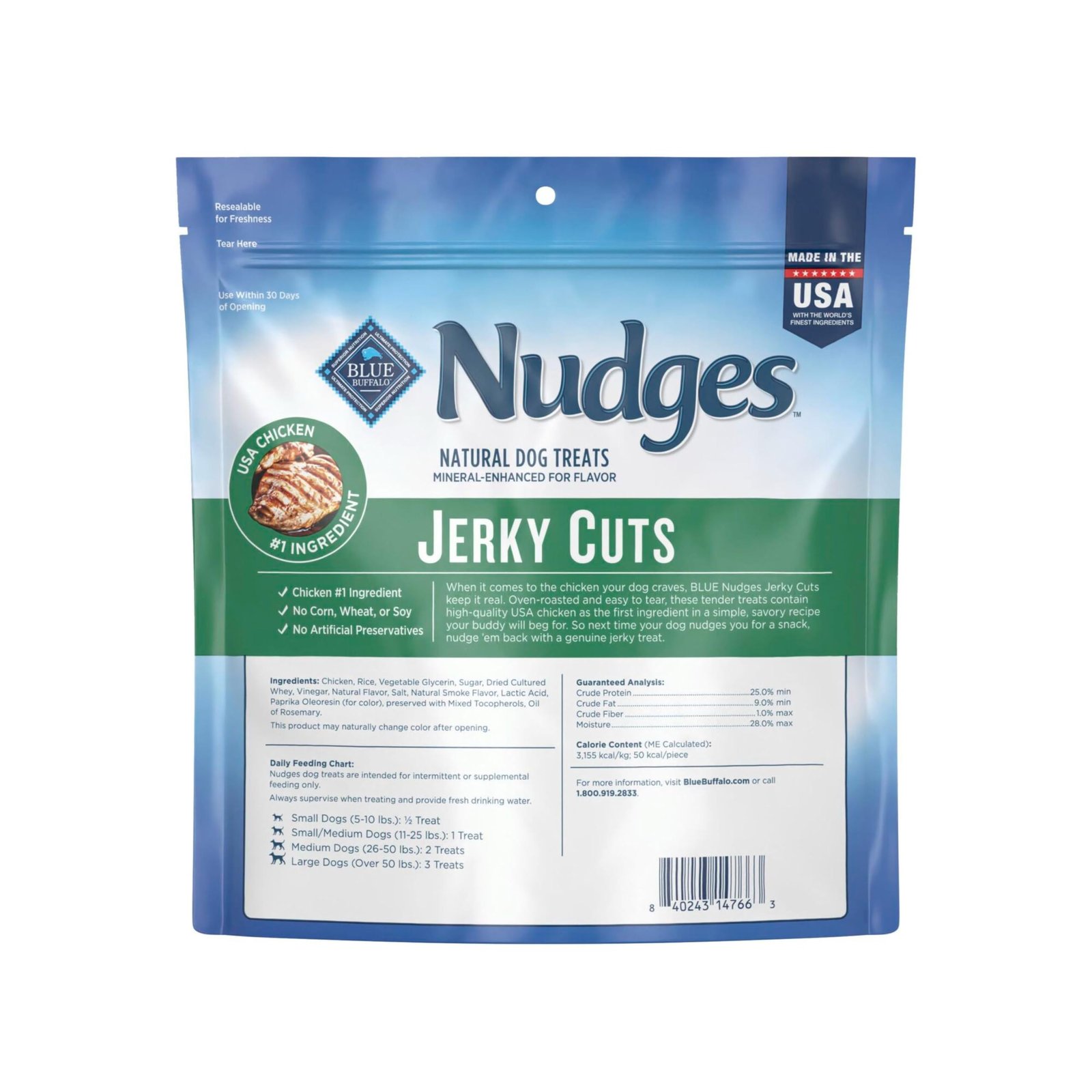 Blue Buffalo Nudges Jerky Bites Dog Treats, Made in the USA with Natural Ingredients, Bite-Sized Pieces, Chicken, 16-oz Bag - Image 9