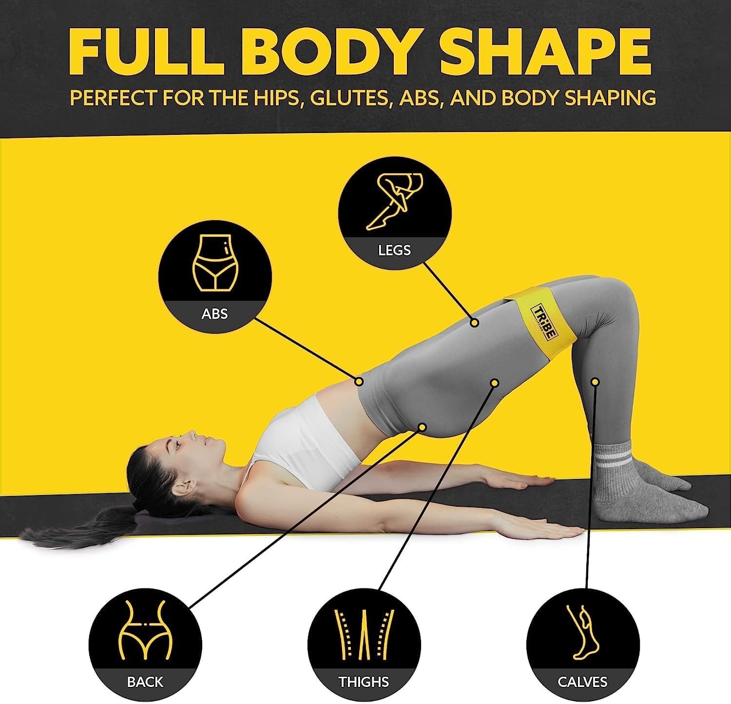 Tribe Lifting Fabric Resistance Bands for Glutes & Legs | 5 Fabric Workout Bands Set | Thick Booty Bands for Squats, Lunges, Hip Training, Physical... - Image 10