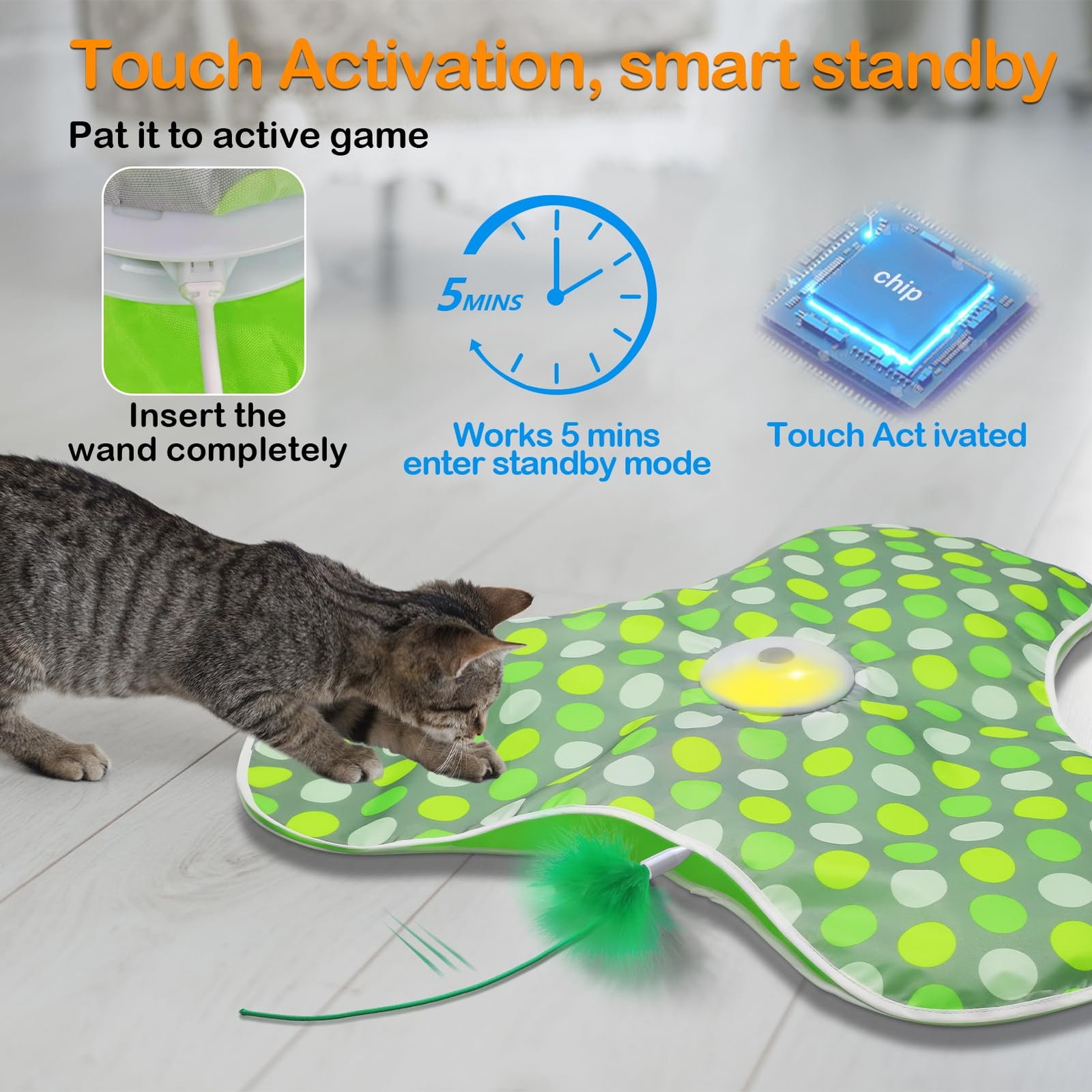 Interactive Rechargeable Cat Toy with Concealed Feathers & Squeaky Mouse for Indoor Exercise and Fun - Image 10