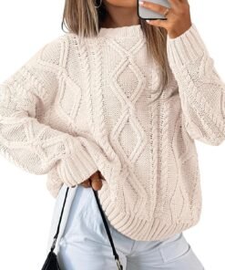 Cosy Oversized Cable Knit Sweater for Women - Queen's Collection - High Quality Product Image