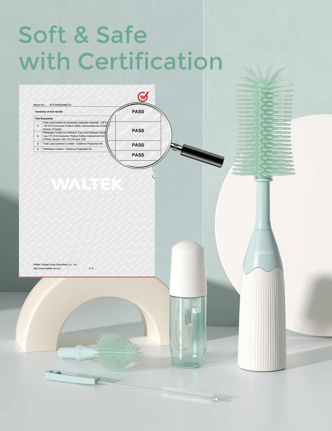 Momcozy Bottle Brush Kit, Innovative Push-Press Design for Better Cleaning - Baby Bottle Cleaner Brush for Baby Bottle, Breast Pumps, Nipples, and ... - Image 5