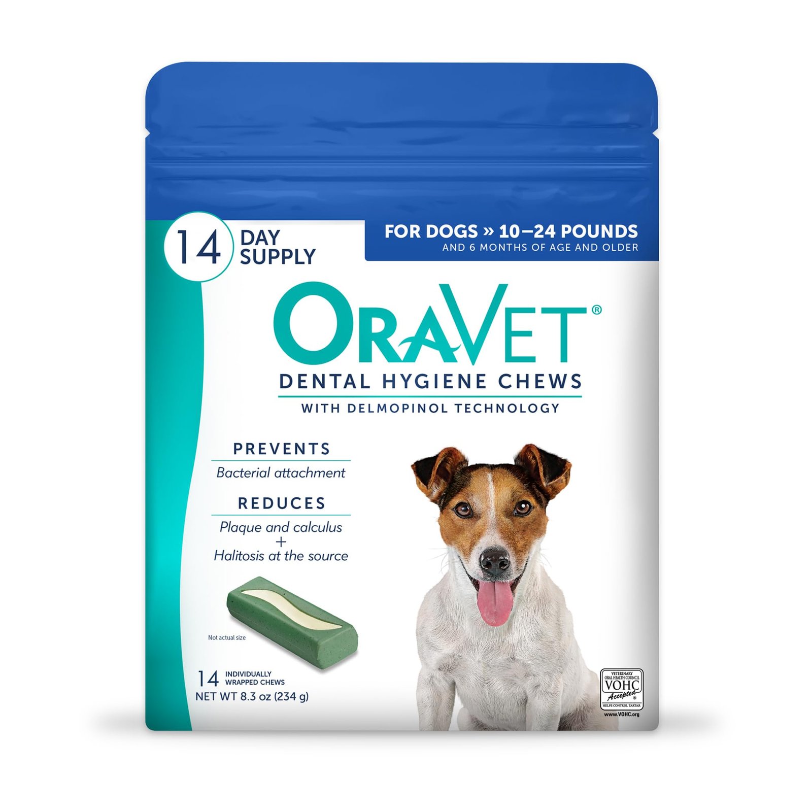 OraVet Dental Hygiene Chews for Small Dogs, Oral Care with Delmopinol, Vanilla Flavor, 14 Count