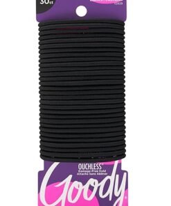 Goody Ouchless Hair Elastics – No Pull, No Breakage, Tangle-Free Hold for Thick, Curly, Coily & Textured Hair – 30 Count, Black, Long-Lasting Ponytail Holders for Women & Men - High Quality Product Image